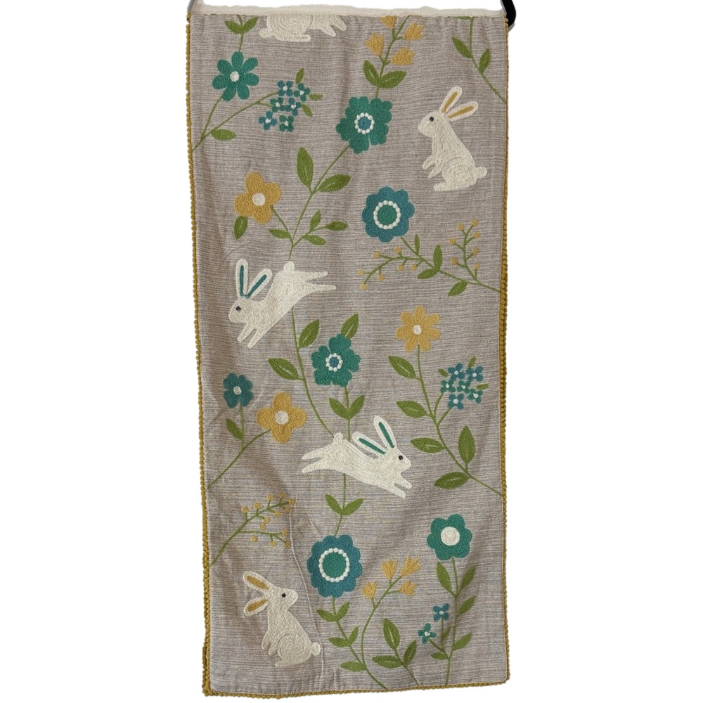 Tabitha Webb Cream Embroidered Easter Table Runner SKU1507 L71”XW16”